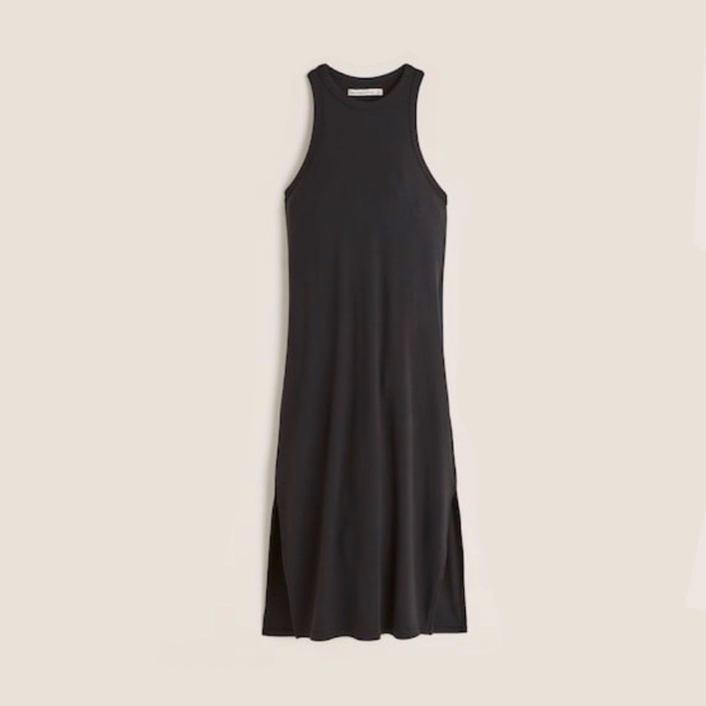 Abercrombie & Fitch Scuba Knit Ribbed Midi dress (Black)